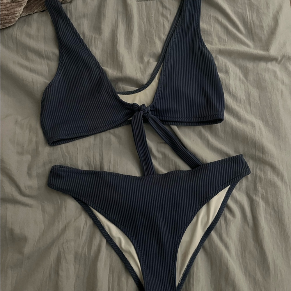 Blue, Tie-Front Bikini